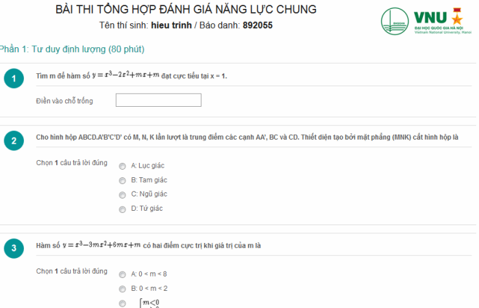 Đại học Quốc gia Hà Nội công bố mẫu đề thi thử năm 2015